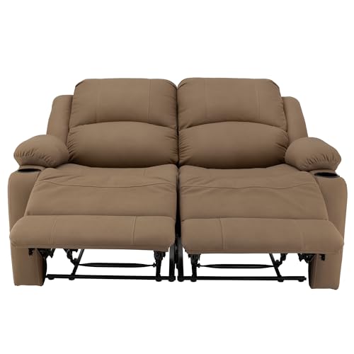 Camper Comfort Faux Suede Leather Reclining Chair, Cappuccino, 58" Wide x 41" Tall x 30" Deep, Wall Hugging Fit for RVs - color: Cappuccino, style: Powered