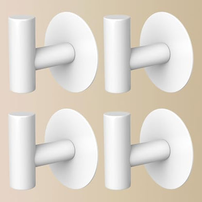 Heavy Duty Towel Hooks, Stainless Steel White Adhesive Hooks for Coat, Bags, Towels, Robes, Hats, Aprons – No Drill Bathroom, Kitchen, Hotel Wall Hooks (4 Pack) - color: White, size: Adhesive "T" Shape- 4 Pack
