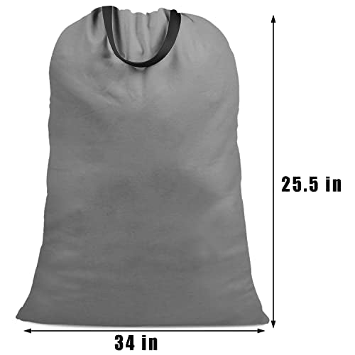 Cotton Canvas Laundry Bag with Handles & Drawstring Straps, Heavy Duty Extra Large Laundry Bags for Laundromat and Household, 25.5x34 Inch, Dark Grey - color: Dark Gray
