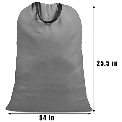 Cotton Canvas Laundry Bag with Handles & Drawstring Straps, Heavy Duty Extra Large Laundry Bags for Laundromat and Household, 25.5x34 Inch, Dark Grey - color: Dark Gray