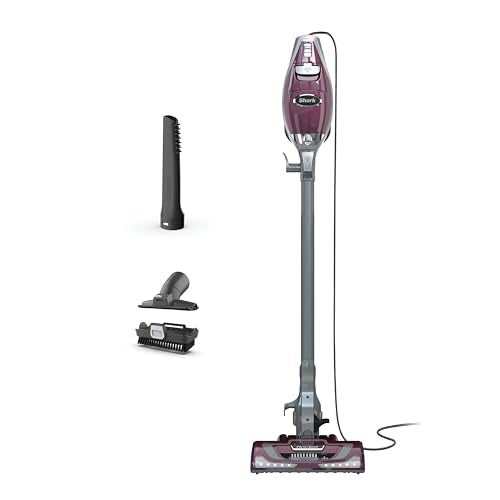 Shark Rocket Pet Plus | Corded Stick Vacuum Cleaner for Carpet, Rugs & Hard Floors | Lightweight Hand Vacuum for Pet Hair | LED Headlights | XL Dust Cup | 2 Attachments | Bordeaux/Silver | HV322 - style: Rocket Deluxe w/ headlights