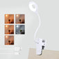 Akynite Desk Lamp LED Clip on Light, 5 Modes 5 Brightness Dimmable Clamp Lamp, Flexible Rechargeable Battery Clip on Reading Light for Bed Headboard Bunk Bed at Night for Kids (White) - color: White