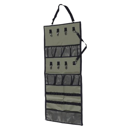 Camping Hanging Organizer, 600D Oxford Fabric Portable Camping Utensil Organizer with Mesh Pockets, Heavy Duty Hooks and Nylon Strapsf for RV, Tent, Garages, Tool Rooms
