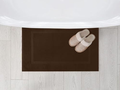 Utopia Towels Cotton Banded Rug, Bath Mats, Not a Bathroom Rug, 21 by 34 Inches, 100% Ring Spun Cotton, Highly Absorbent Shower Bathroom Floor Mat,Dark Brown, 2 Pack - color: Brown