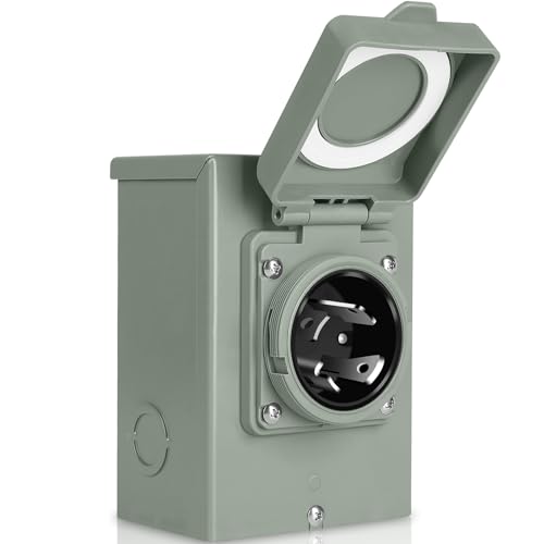 WELLUCK 30 Amp Generator Inlet Box - NEMA L14-30P Power Inlet Box for 3R 4-Prong Generator Cord, 125/250V, 7500W Weatherproof Outdoor 30a Power Inlet Box - ETL Listed, Best Partner in Emergencies - size: 30 Amp Box