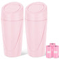 Car Trash Can, 2 Packs Mini Car Trash Bin with Lid, Leakproof Cup Holder Car Garbage Can with 60 Trash Bags, Vehicle Front Back Seat Organizers and Storage for Car, Home, Office, Pink - color: Pink