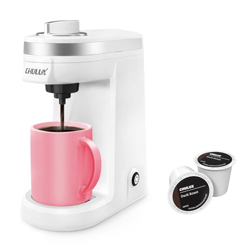 CHULUX Mini Coffee Maker for K Capsule, Single Serve Coffee Maker for One Cup Americano, Lightweight Pod Coffee Machine, Pearl White - color: White