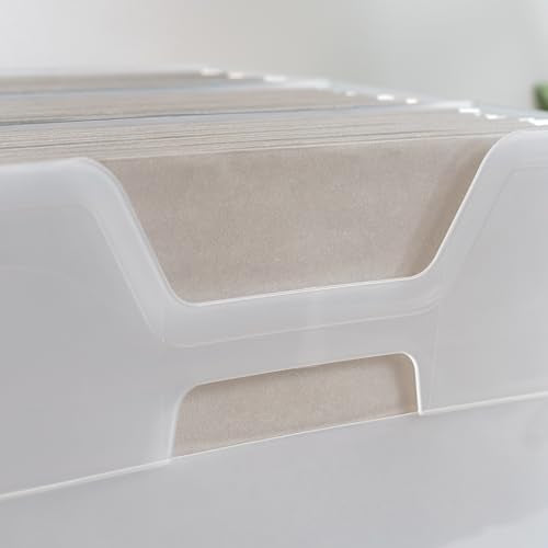 IRIS USA Small Portable Desktop File Box with Open Top, Side Handles, Hanging File Folders, Tabs & Inserts, Letter Size, For Magazines Newspapers Mail Books Notebooks Binder Homework, Clear - size: 1 - Pack, style: Open Top Bin (S - Clear)