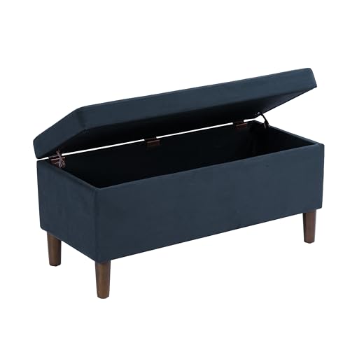 HomePop Malmo 36" Storage Bench - Blue Velvet - color: Blue Velvet