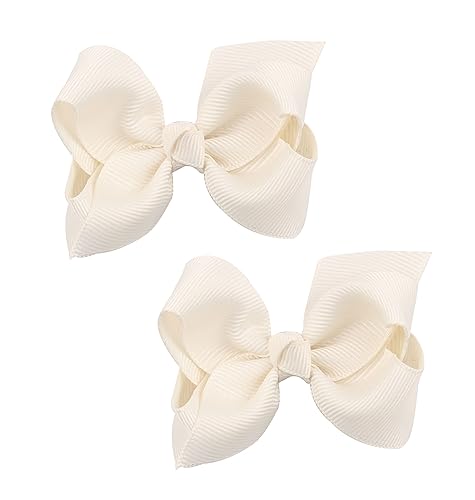 Baby Girl's 2Pcs Cute 3 Inch Pure Color Bow-knot Hair Clip for Photography Travel Daily Life (Cream) - color: Cream