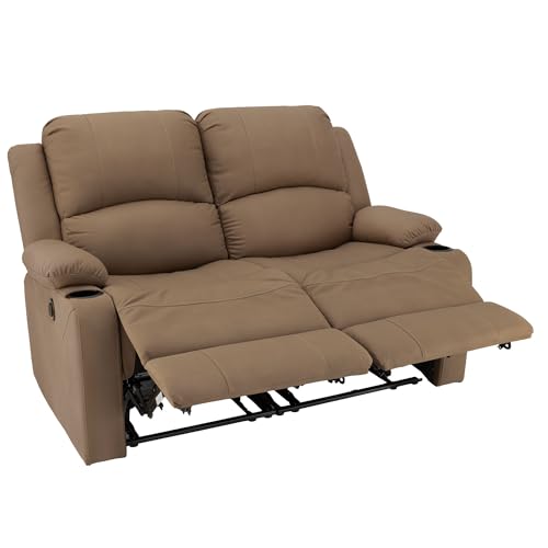 Camper Comfort Faux Suede Leather Reclining Chair, Cappuccino, 58" Wide x 41" Tall x 30" Deep, Wall Hugging Fit for RVs - color: Cappuccino, style: Powered