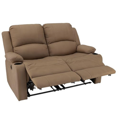 Camper Comfort Faux Suede Leather Reclining Chair, Cappuccino, 58" Wide x 41" Tall x 30" Deep, Wall Hugging Fit for RVs - color: Cappuccino, style: Powered