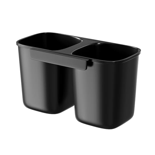 SANNO Dish Rack Utensil Holder, Hanging Cutlery Drainer Caddy with Hooks, 2 Compartment Flatware Organizer for Forks, Spoons, Knives, Fits Over Most Dish Drying Racks, Black - color: Black, size: 6 x 2 3/4 x 3 3/4 inches
