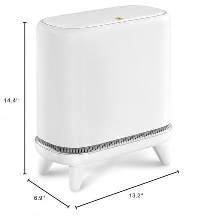 JUDRDO Bathroom Trash Can with Lid, 3.2 Gallon Small Garbage Can with Pop-Up Lid & Air-Pressure Bag Lock, Slim Trash Bin with Legs, Narrow Waste Basket for Bathroom, Bedroom, Kitchen, Office, Rv