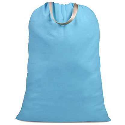 Cotton Canvas Laundry Bag with Handles & Drawstring Straps, Heavy Duty Extra Large Laundry Bags for Laundromat and Household, Washable Travel Dirty Clothes Bag Hamper Liner, 25.5x34Inch, Sky Blue - color: Sky Blue