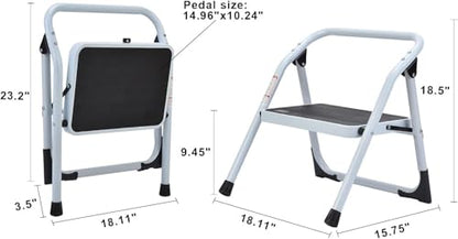 SOLADDER 1-Step Ladder Folding Step Stool with Anti-Slip Sturdy and Wide Pedal Stepladder Multi-Use for Home and Kitchen Space Saving (White) - size: 1 Step