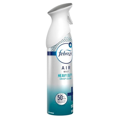 Febreze Air Mist, Air Freshener Spray, Odor Fighting Room Spray, Deodorizer for Home Bathroom Kitchen Office Apartment Dorm Room Classroom, Heavy Duty Crisp Clean Scent, 8.1oz, (Pack of 6) - style: HD Crisp Clean