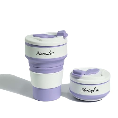 12oz Collapsible Water Bottles, Silicone Foldable Portable Travel Water Bottle, Folding Lightweight Reusable Leakproof for Traveling Camping Hiking Cycling Yoga Sports Purple - color: Purple