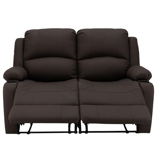 Camper Comfort 58" Wall Hugger Reclining RV Theater Seats | Double Recliner RV Sofa | RV Couch | Wall Hugger Recliner | RV Theater Seating | RV Furniture (Powered, Chocolate) - color: Chocolate, style: Powered