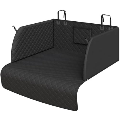 PETICON SUV Cargo Liner for Dogs, Waterproof Trunk Cover with Cushioned Sides to Protect Pet, Full Coverage Non-Slip Seat Cover for SUVs with Bumper Flap Protector - color: black