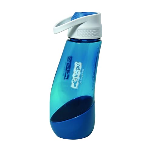 Kurgo Gourd 2 in 1 Dog Travel Water Bottle, Pet Water Bottle, Portable Water Dish for Dogs, Detachable Bowl, PVC/BPA Free, Dishwasher Safe, Holds 24 oz - color: Coastal Blue