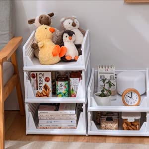 yazi Stackable Storage Bins,8 Pack Foldable Plastic Wardrobe Clothes Organizer Drawer Shelf Storage Basket Container Plastic Drawer Organizer Shelf Baskets Folding Containers Bins Cubes - size: 8L