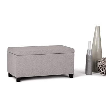 SIMPLIHOME Dover Storage Ottoman Bench - 36 inch Wide Upholstered Linen Look Fabric Rectangular Lift-Top Ottoman in Cloud Grey, Contemporary Bench for Living Room with Safety Hinges - color: Cloud Grey