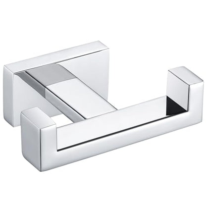 Angle Simple Bathroom Towel Hook, SUS 304 Stainless Steel Hand Towel Double Hook for Wall, Robe Coat Holder, Polished Chrome - color: Polished Chrome, size: 1 Pack