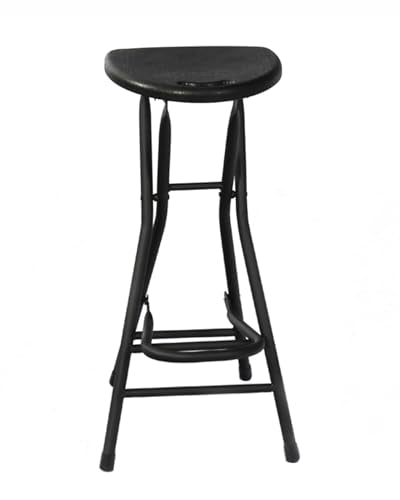 28 inch Black Bar Stool,Portable Stool for Adults Foldable Stools | with Handle,Collapsible Heart-Shaped Folding Counter Height Stools Chair for Camping Kitchen,Loads 250 Lbs,1 Pack