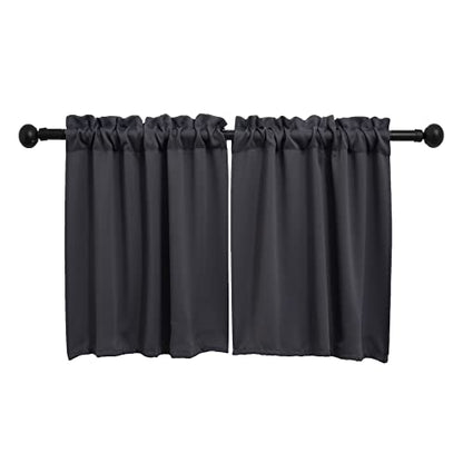 Pickluc Dark Grey Cafe Curtain - Half Window, 30 Inches Length, Rod Pocket, Small Kitchen Curtain, Blackout for Small Windows - 30" Wide x 30" Long, 2 Panels Set - color: Grey, size: 30"W x 30"L (Pack of 2)