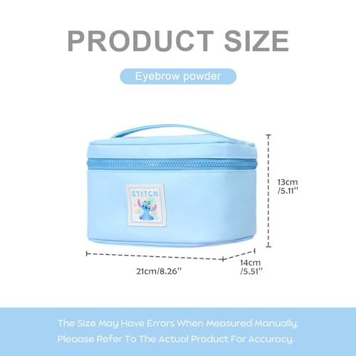 MINISO Disney Stitch Makeup Bag, PU Cosmetic Bag with Handle, Waterproof Travel Pouch, Cute Stitch Storage Organizer for Makeup, Stationery, Jewelry, Ideal Gift for Stitch Fans and Women, Blue