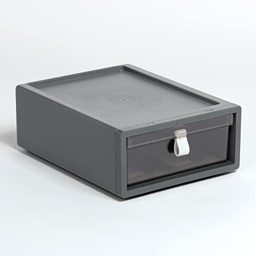 Pendaflex Stackable Drawer, Durable Plastic, Silicon Handles, Tinted Drawers, Single, Gray, 9" x 7" x 3.5", Medium, 1 Piece (41792) - size: Medium, Single