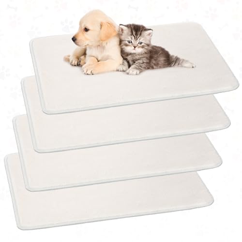 Drydiet 4 Pcs Pet Carrier Pad Travel Pet Reversible Dog Mat Replacement Liners for Travel Dog Bed Pad Washable Plush Double Sided Bed Mat for Cat Kennel Crate(Beige,17 x 11 Inch) - color: Beige