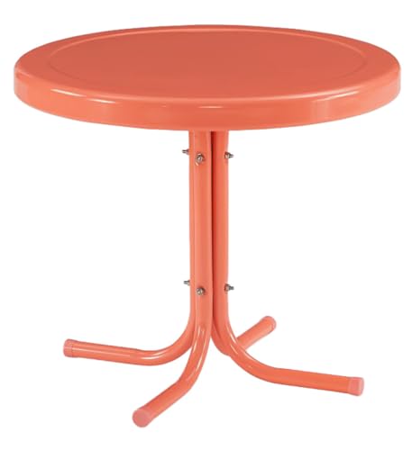 Crosley Furniture Griffith Weather Resistant Retro Metal Outdoor Side Table for Patio, Deck, Porch, Coral Gloss - color: Coral Gloss