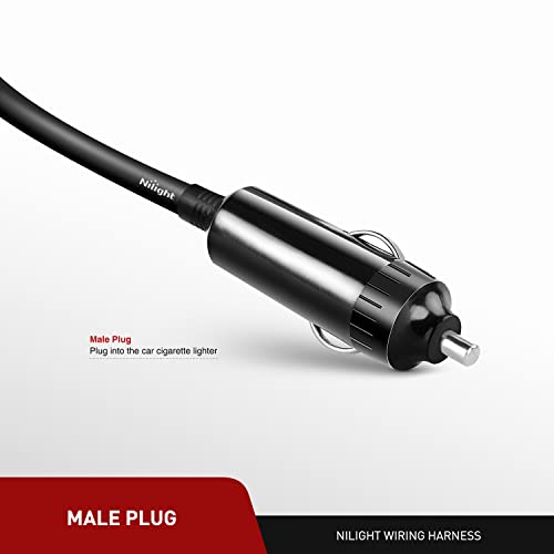 Nilight NI-WA-01C Cigarette Lighter Extension Cord Cable Heavy Duty 14ft 12V/24V Car Charger with Cigarette Lighter Socket (Pack of 2) - color: 4,3 m Zigarettenanzünder schwarz