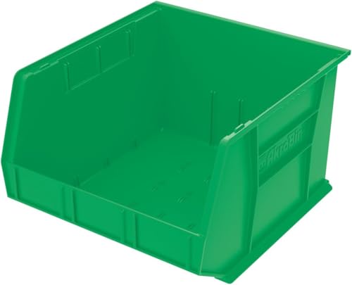 Akro-Mils 30270 AkroBins Plastic Storage Bins, Space-Saving Stackable Bins for Garage, Pantry, Craft Organization, 18" x 16" x 11", Green, 3-Pack - color: Green