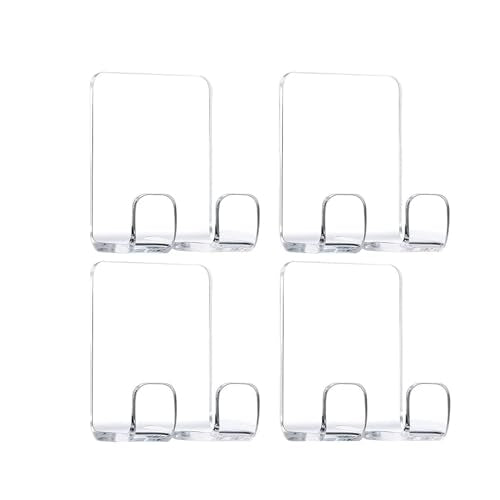 Clear Adhesive Hooks for Shower Wall Shaver Holder Razor Holder Storage Holders for Phone, Bathtub Organizers and Storage Shower Hook Kitchen Organizer for Razor Plug Towel (Clear-4pcs)