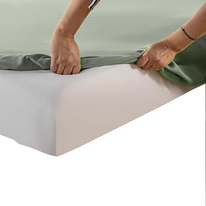 Kingnex Sleeper Sofa Bed Sheets Queen for 60x74 Pull Out Sofa Bed with 4-6 Deep Pocket Soft Double Brushed 1800 Microfiber 4 Piece Bedding Set Sage - color: Sage, size: Sleeper Sofa Queen