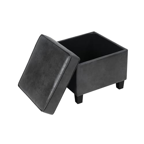 HomePop Square Ottoman with Lift Off Top - Gray Faux Leather Small - color: Grey