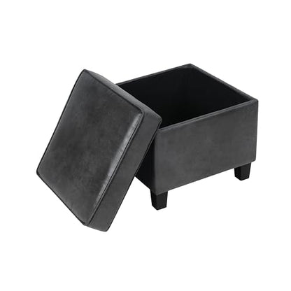 HomePop Square Ottoman with Lift Off Top - Gray Faux Leather Small - color: Grey