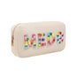 Chenille Letter Patch Nylon Medicine Packages,Cute MEDS Travel Makeup Bag with Metal Zipper, First Aid Purse Organizer Cosmetic Bag for Women and Girls(01Beige) - color: 01Beige