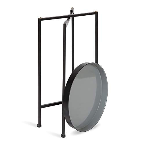 Kate and Laurel Celia Round Foldable Tray Accent Table, 14" x 14" x 25.75", Gray and Black, Modern Minimalist Design and Magnetic Tabletop - color: Black/Gray