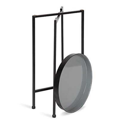 Kate and Laurel Celia Round Foldable Tray Accent Table, 14" x 14" x 25.75", Gray and Black, Modern Minimalist Design and Magnetic Tabletop - color: Black/Gray