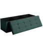 45.3 Inches Ottoman Bench - Foldable Seat, Footrest, Shoe Bench, End of Bed Storage With Flipping Lid, 166L Space, Linen Fabric Emerald - color: Emerald, size: 45.3" Flip