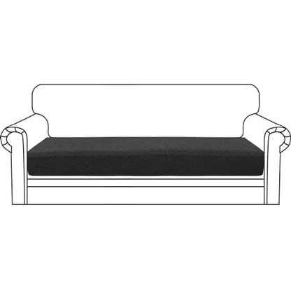ZNSAYOTX Stretch Cushion Covers Sofa Cushion Couch Seat Covers Slipcovers Soft Replacement Unique Pattern Furniture Protector with Elastic Bottom (Black, 1 Pc 3-Seat Cushion Cover) - color: Black, size: 1 Cushion Sofa