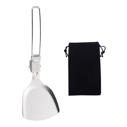 Camping Cooking Utensil Set Foldable 304 Stainless Steel Spatula Turner Soup Spoon Kit Portable Kitchen Utensils Folding Cookware Kit for Outdoor Travel Hiking Picnic (Silver F, Spatula) - color: Silver F, Spatula