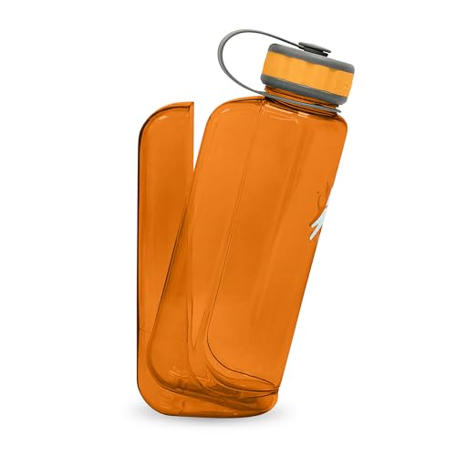 OllyDog OllyBottle | Tritan Dog Water Bottle with Detachable Bowl | BPA Free Leakproof Pet Dispenser | Hiking Travel (1L, Flame) - color: Flame, size: 1L