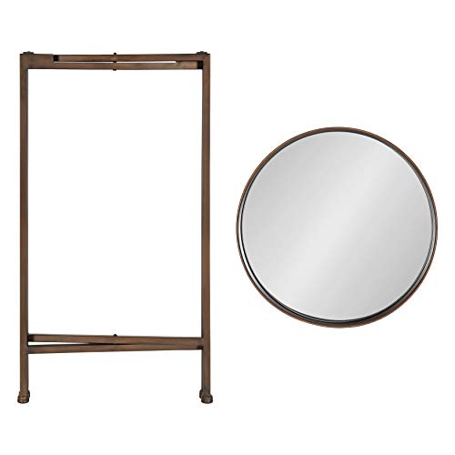 Kate and Laurel Celia Round Metal Foldable Accent Table with Mirror Tray Top, Bronze - color: Bronze