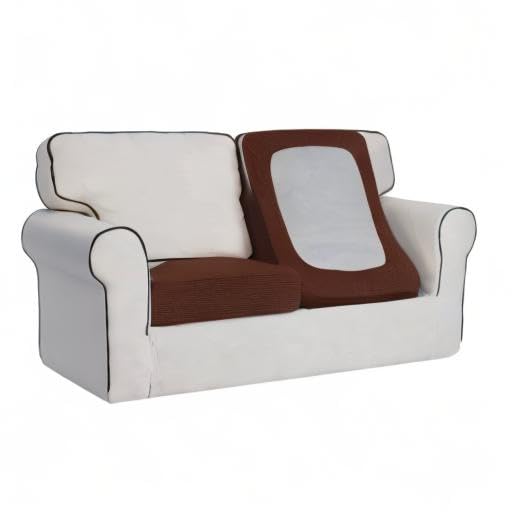 Easy-Going Stretch Individual Loveseat Couch Cushion Cover Sofa Cushion Furniture Protector Sofa slipcover Soft Flexibility with Elastic Bottom (2-piece Loveseat Cushion Cover, Coffee) - color: Coffee, size: 2-piece