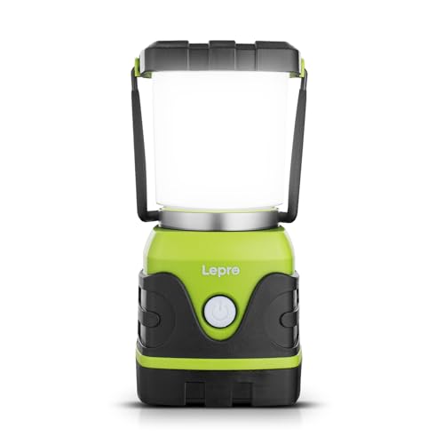 Lepro 1000LM Battery Powered LED Camping Lantern, Green Tent Light with 4 Light Modes, Camping Essentials, Waterproof Lantern Flashlight for Camping, Emergency Light, Power Outages, Not Rechargeable - color: Green
